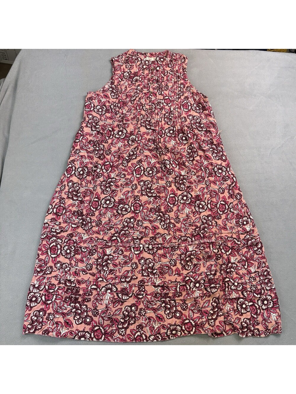 Faherty Isha Floral Linen Blend Midi Dress Women’s Size Large Pink Desert Bloom